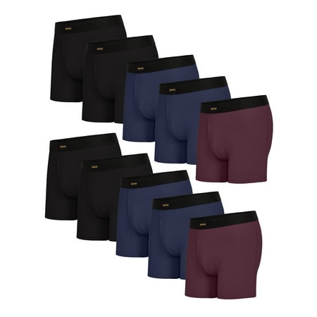 Rustler Everyday Comfort Boxer Briefs for Men, 2XL, Black/Naval Academy/Fig, 10-Pack