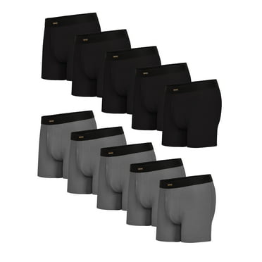 Rustler Everyday Comfort Boxer Briefs for Men, Medium, Black/Charcoal, 10-Pack
