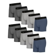 WRANGLER Rustler Everyday Comfort Boxer Briefs for Men, Medium, Charcoal/Ultimate Grey/Vintage Indigo, 10-Pack