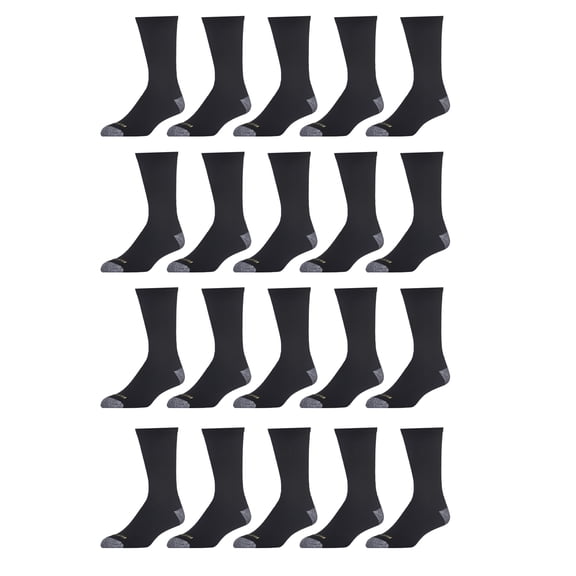 Rustler Extended Size Cushion Crew Work Socks for Men, Full-Cushion Foot Soft Socks, 6-12, Black, 20-Pack