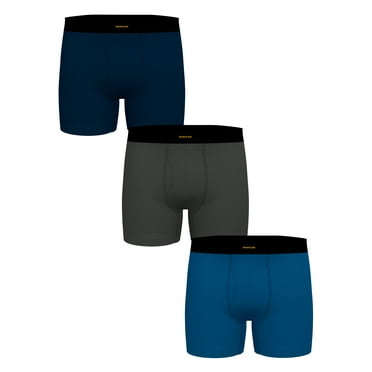Rustler Men's Boxer Briefs, Active Underwear for Men, M, Navy/Charcoal/Sport Blue, 3-Pack