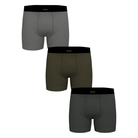 Rustler Men's Boxer Briefs, Active Underwear for Men, XL, Grey/Olive Night/Charcoal, 3-Pack