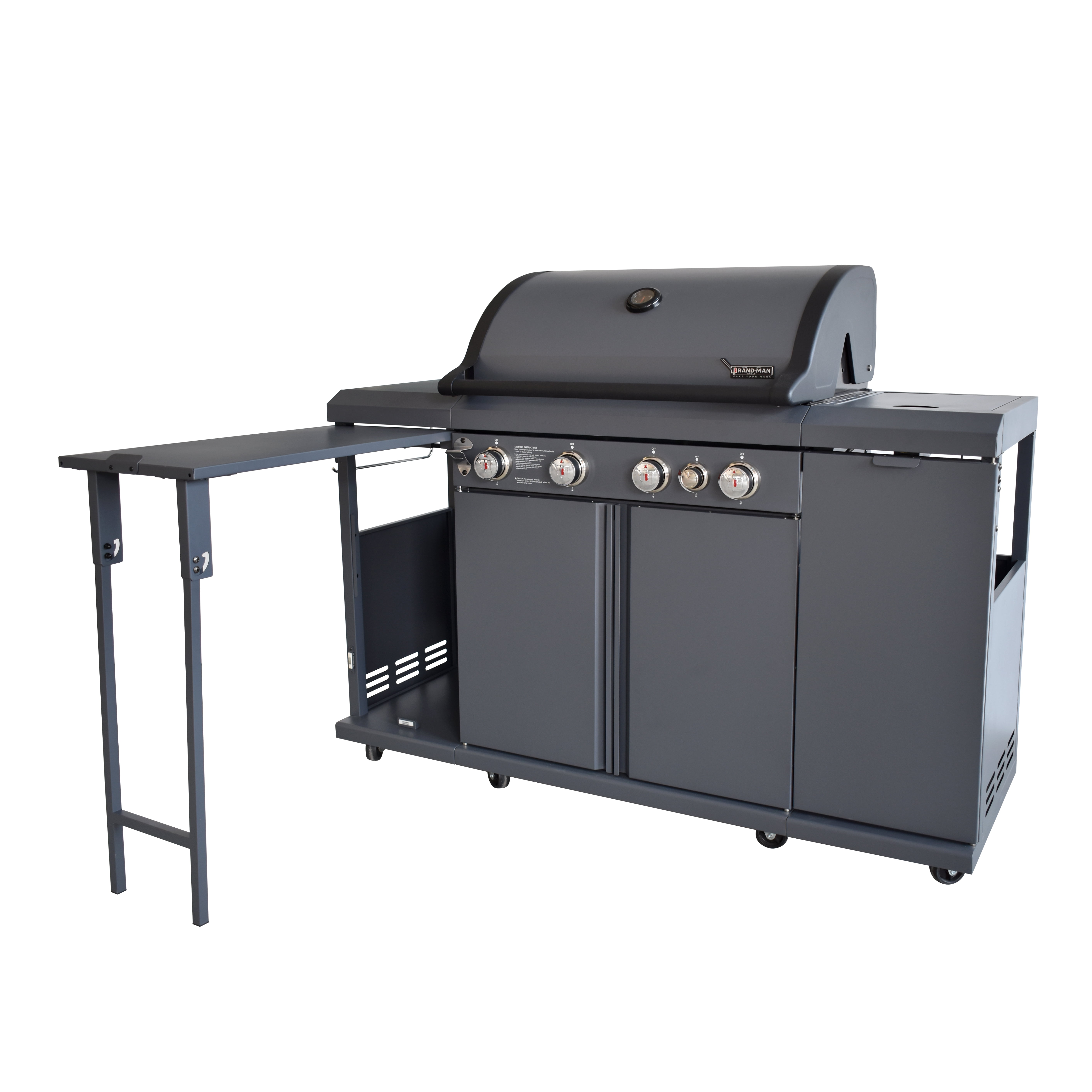 GRILLSKÄR Outdoor kitchen, gas grill/side burner/stainless steel
