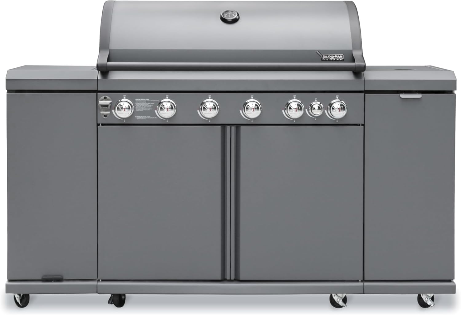 Propane Gas Grill 6 Burners with Kitchen Island & Convertible to NG by BRANDMAN GRILLS SINCE 1987