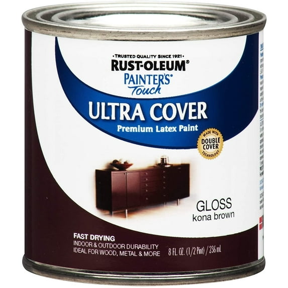 Rustoleum 1977-730 1/2 Pint Kona Brown Gloss Painter's Touch Latex Paint