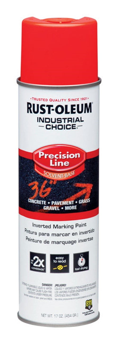 Rust-Oleum 12-Pack of 17 oz Brands 1862838 Fluorescent Red Industrial Choice Precision Line Inverted Marking Paint, Water-Based