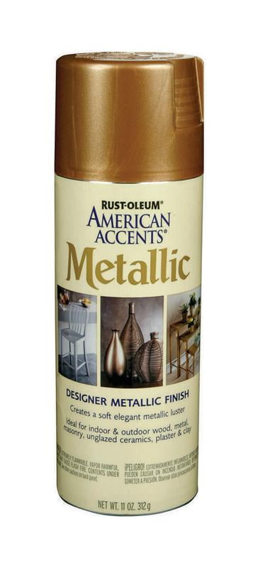 Rustoleum American Accents Topcoat Designer Metallic Spray Paint, 12 oz Aerosol Can, Classic Bronze
