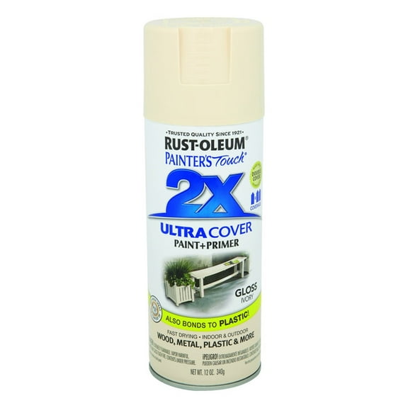 Rustoleum Painter's Touch Ultra-Cover 2X General Purpose Topcoat Enamel Spray Paint, 12 oz, Ivory