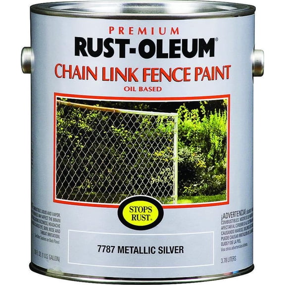 Rustoleum Premium Oil Based Rust Preventive Chain Link Fence Paint, 1 gal Can, 400 sq-ft, Silver