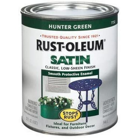 Rustoleum Stops Rust 7732-502 1 Quart Hunter Green Satin Enamel Paint