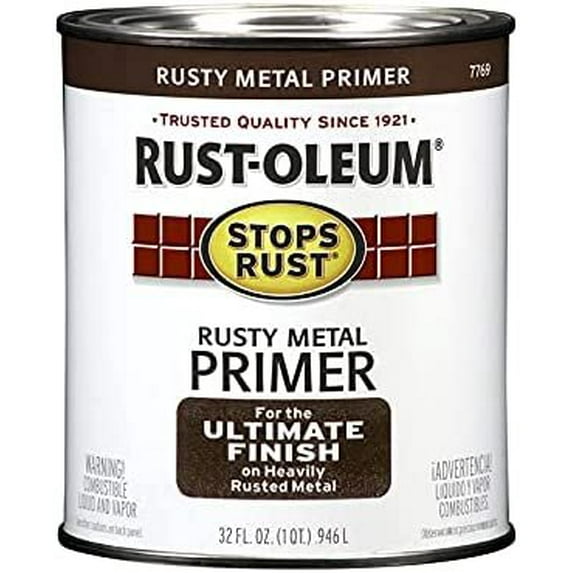 Rustoleum Stops Rust 7769-502 1 Quart Rusty Metal Primer Protective Enamel Oil Base Paint