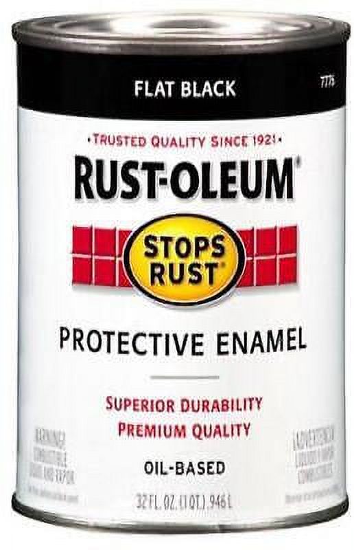 Rustoleum Stops Rust 7776502 1 Quart Flat Black Protective Enamel Oil Base Paint (Pack Of 2