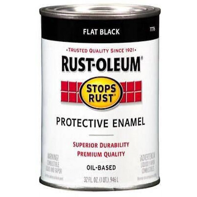 Rustoleum Stops Rust 7776502 1 Quart Flat Black Protective Enamel Oil