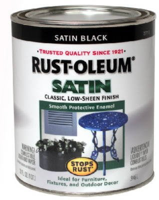 Rustoleum Stops Rust 7777 730 1/2 Pint Satin Black Protective Enamel Oil Base Paint