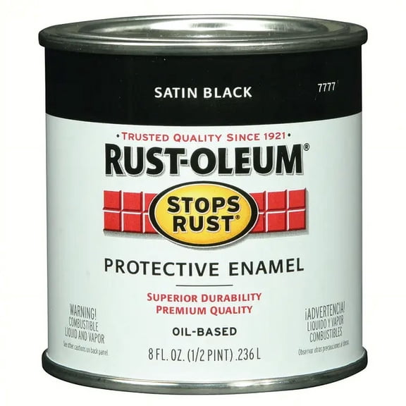 1/2 pt Rust-Oleum Brands 7777730 Black Stops Rust Protective Enamel, Satin