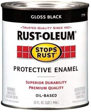 Rustoleum Stops Rust 7779-502 1 Quart High Gloss Black Protective Enamel Oil Base Paint