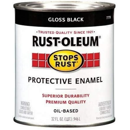 Rustoleum Stops Rust 7779-502 1 Quart High Gloss Black Protective Enamel Oil Base Paint