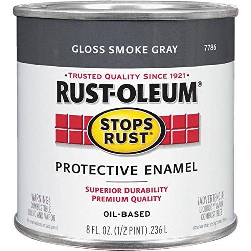 Rust-Oleum Rustoleum Stops Rust 7786 730 1/2 Pint Smoke Gray Protective Enamel Oil Base Paint  Interior & Exterior Use, Professional Finish