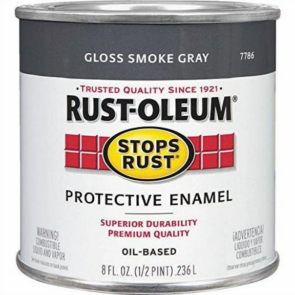 Rustoleum Stops Rust 7786 730 1/2 Pint Smoke Gray Protective Enamel Oil Base Paint