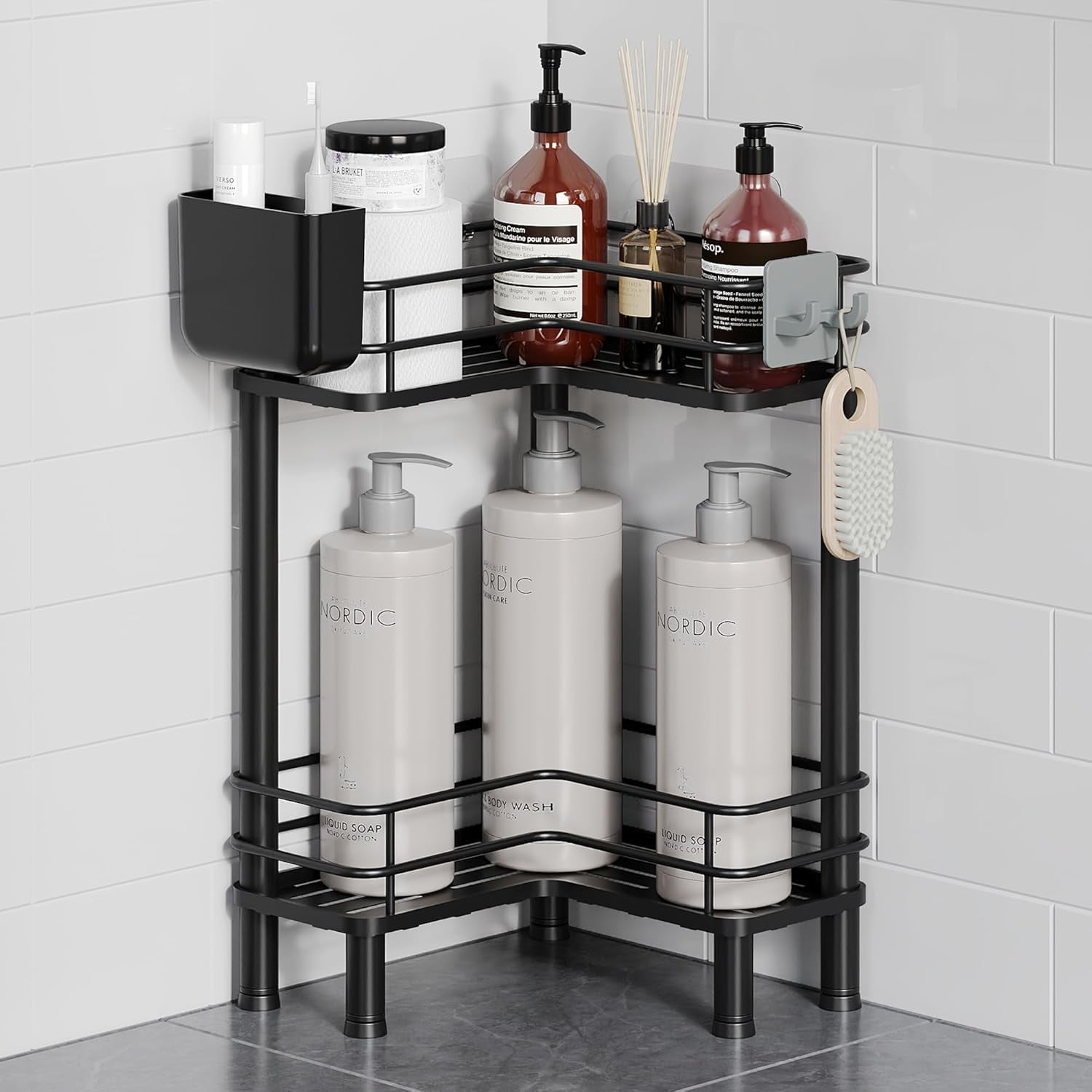 Rustproof 3 Tier Floor Standing Corner Shower Caddy Organizer with ...