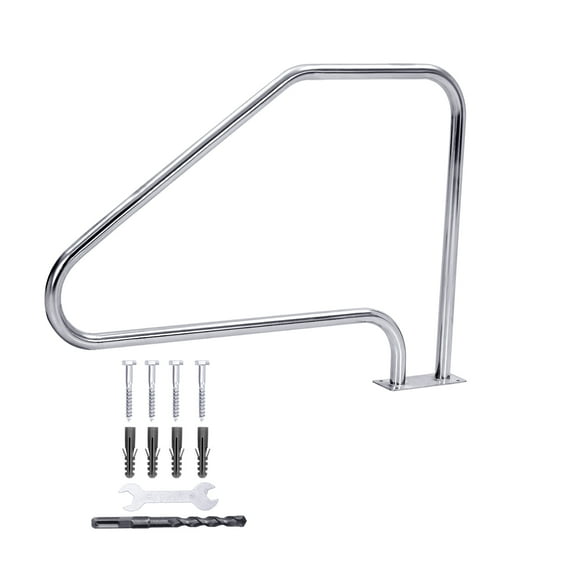 Rustproof 304 Stainless Steel Pool Handrail for Inground Swimming Pools – Non-Slip Grip, Mounting Accessories Included, Pool Safety Rail