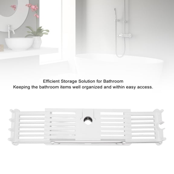 Rustproof Adjustable Shower Caddy with 6 Hooks, Space Aluminum & ABS, Fits 18-26mm Rods, Height Adjustable Bathroom Organizer Rack Storage Home Decor