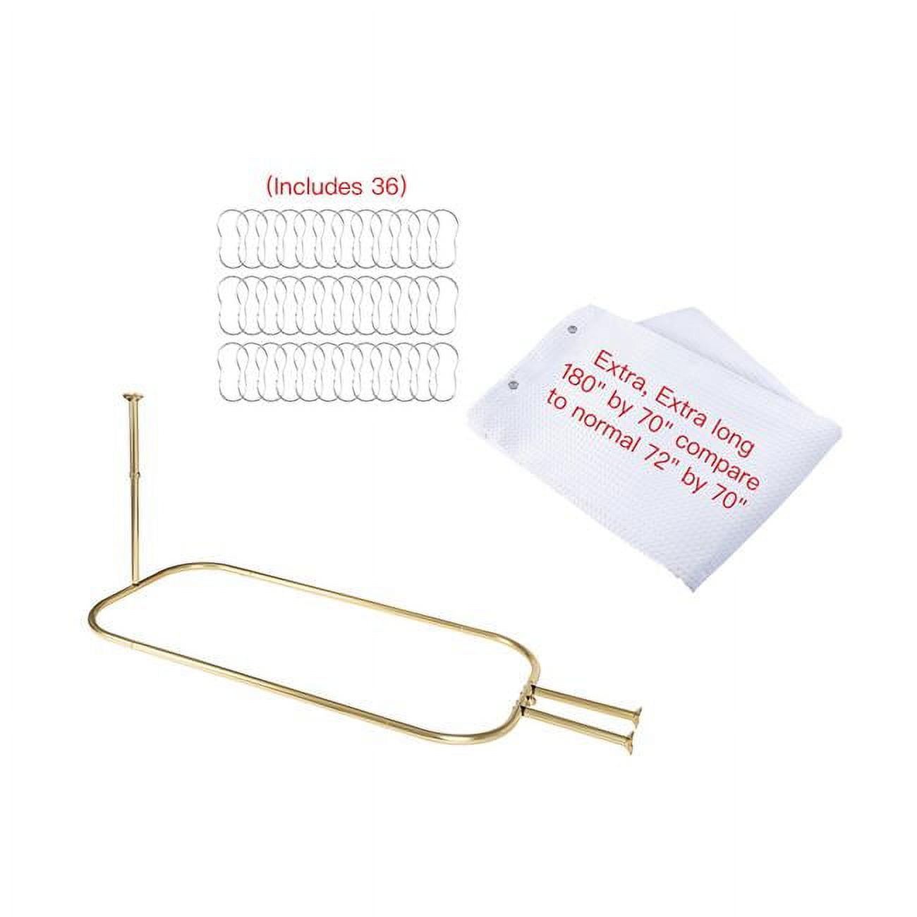 Rustproof Aluminum Hoop Shower Rod with Ceiling Support for Clawfoot