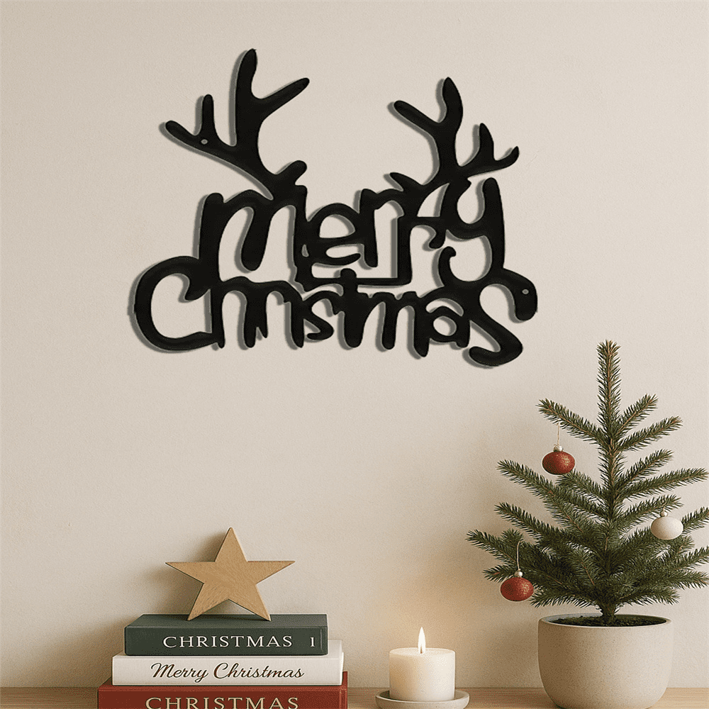 Rustproof Deer Antler Wall Decor Vintage Farmhouse Wall Hanging for Living Room Bedroom Bathroom Christmas Holiday
