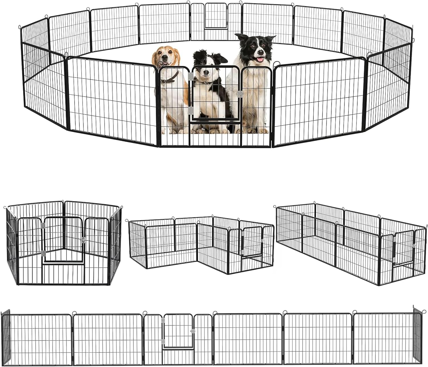 Rustproof Heavy Duty Metal Dog Playpen/Fence: Outdoor, 8/16 Panels, 24 ...