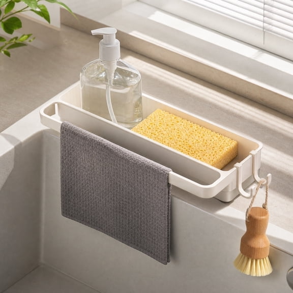 Rustproof Kitchen Sink Organizer for Sponge, Shower Caddy Adhesive, Rustproof Shower Shelves for Inside Shower, Large Capacity Bathroom Organizers and Storage, No Drill Bathroom Accessories Black