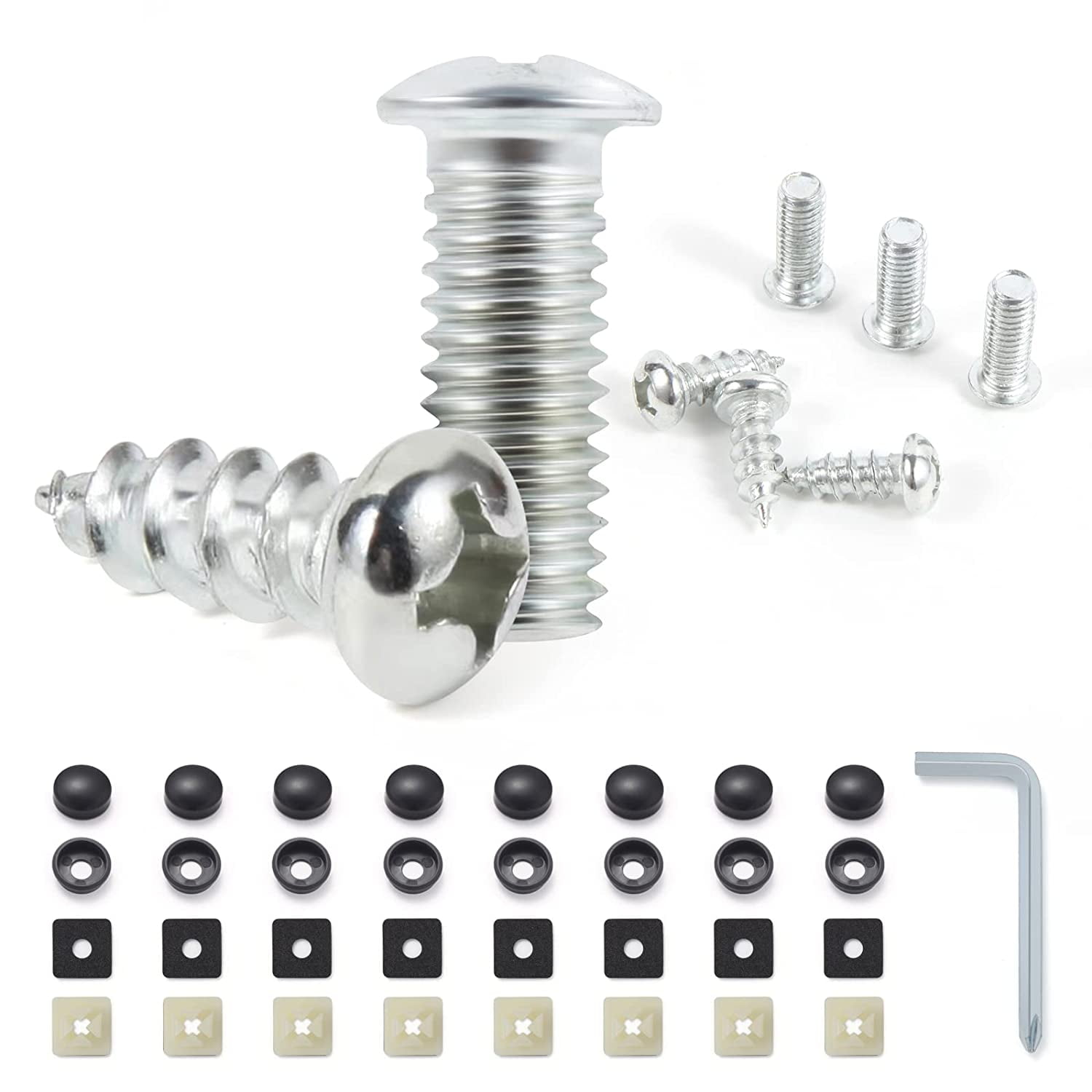 Rustproof License Plate Screw Kit - 8 Sets of Premium Bolts for License ...