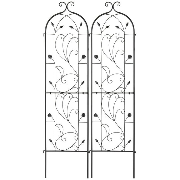 Rustproof Metal Garden Trellis 60x15 Inch 2 Pack for Climbing Roses Cucumbers Clematis Outdoor Plant Support