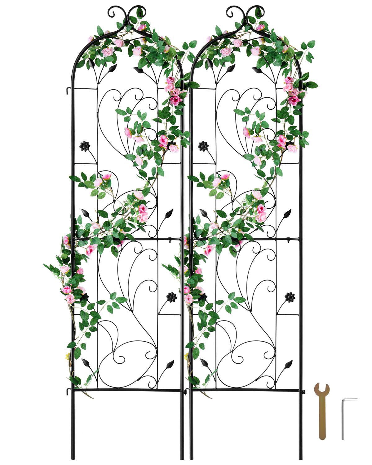 Rustproof Metal Garden Trellis 60x15 Inches 2 Pack for Climbing Plants Roses Cucumbers Clematis Outdoor Decorative Support
