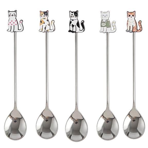 Rustproof Nonrust Steel Coffee Spoon Funny Cats Fish Designs Kitchen Essential