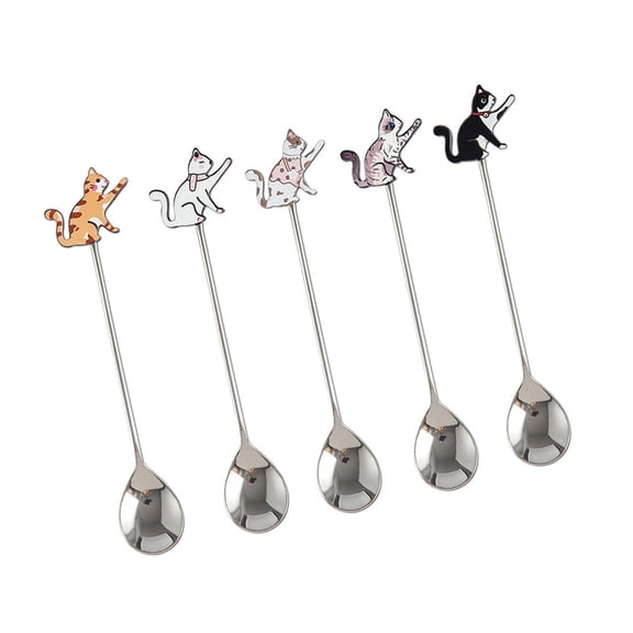 Rustproof Nonrust Steel Coffee Spoon Funny Cats Fish Designs Kitchen Essential