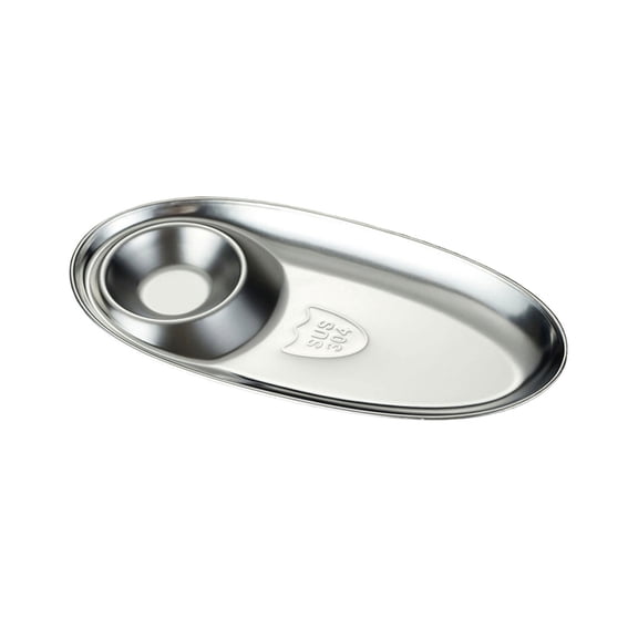 Rustproof Nonrust Steel Oval Platters For Finger Food And Dips Double Compartment Design