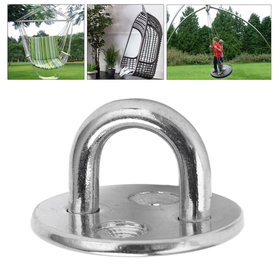 Rustproof Pad Eye U Hook, Round Stainless Steel Plate For Secure Mounting, Home, Marine, Swing