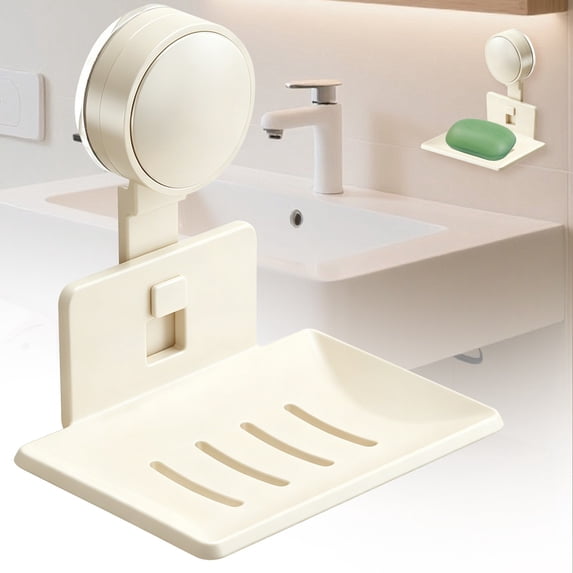 Rustproof Reusable Wall Soap Holder Bathroom Kitchen Storage Rack-White