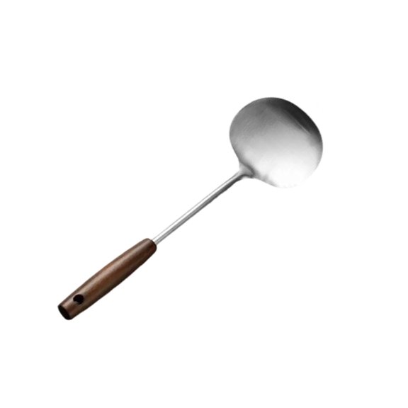 Rustproof Seamless Construction Stainless Steel Spatula Shovel For Cooking Walnut Wood Handle Easy Clean Kitchen Tool