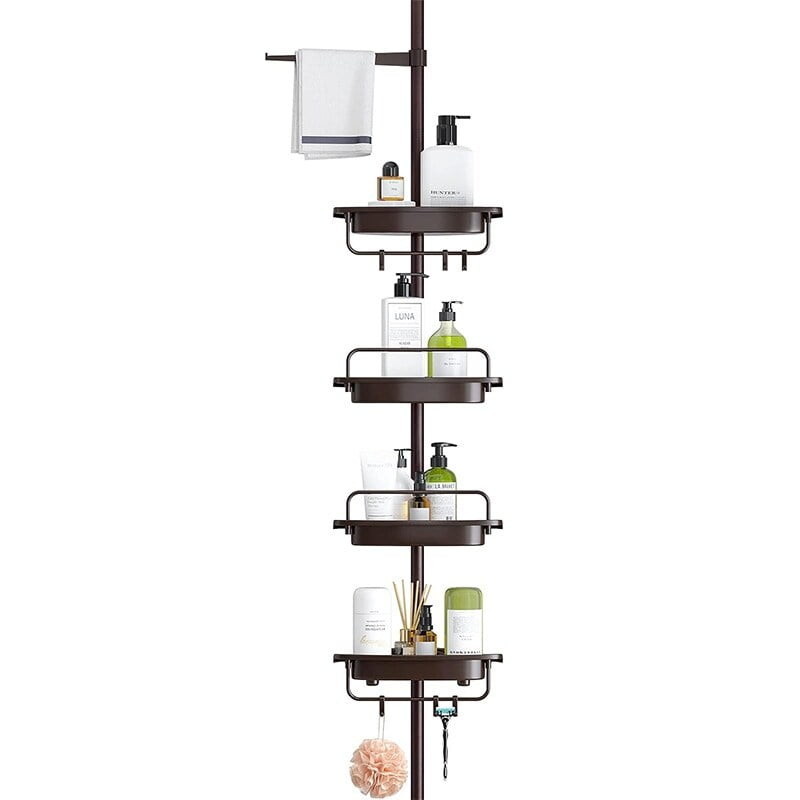 Rustproof Shower Caddy, Corner 4Tier Adjustable Shelves with Tension