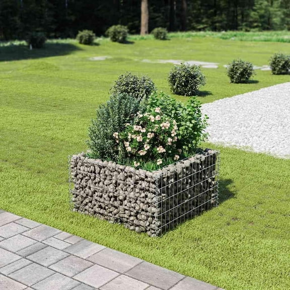 Rustproof Steel Gabion Planter, 177.2x19.7x19.7 Inch Garden Border Raised Bed, Galvanized Welded Mesh Grid for Flower or Plant Patio Border