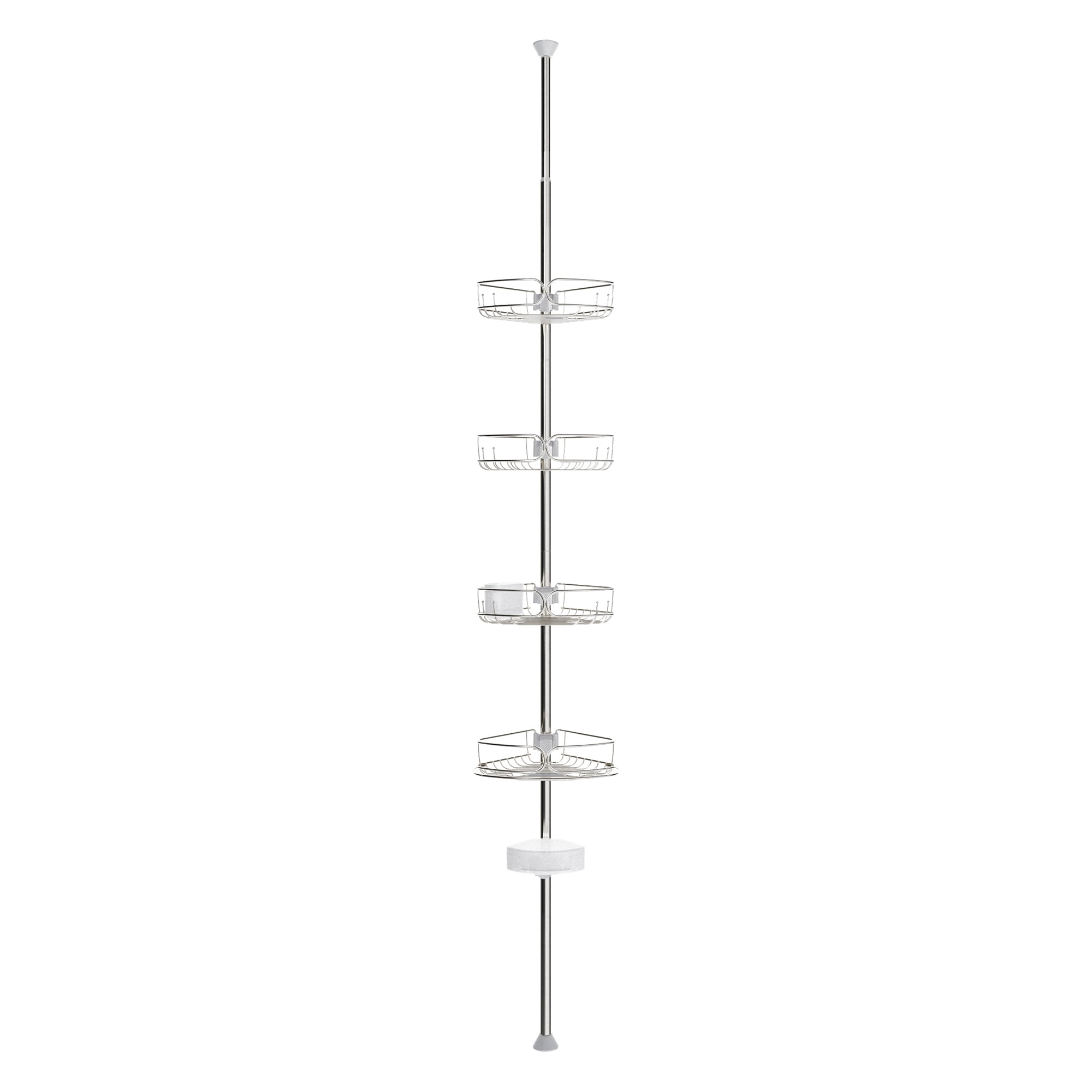 Zenna Home Rust-Resistant Corner Shower Caddy for Bathroom, 4 Adjustable  Shelves with Towel Bar and Hooks, with Tension Pole, fo