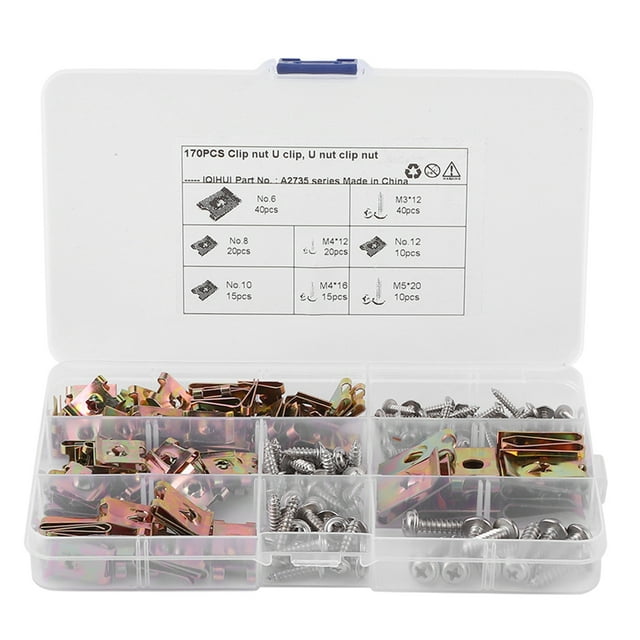 Rustproof U‑Clips Nuts Assortment Automotive Interior Trim Fasteners