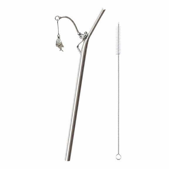Rusts Proof Metal Straw With Funny Fishing Theme For Cocktails And Cold Beverages Outdoor Portable Drinking Straw Gift