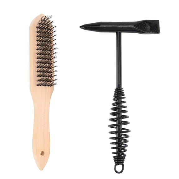 Rusts Removal Welding Slag Knocking Hammer Spring Handle Welding Hammer with Rusts Remove Polishing Wire Brush