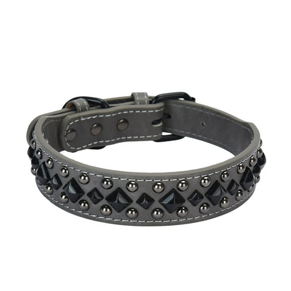Rusts Resistant Metal Rivets Collar Heavy Type Leather Minimalists Dog Collar for Everyday Walks and Event