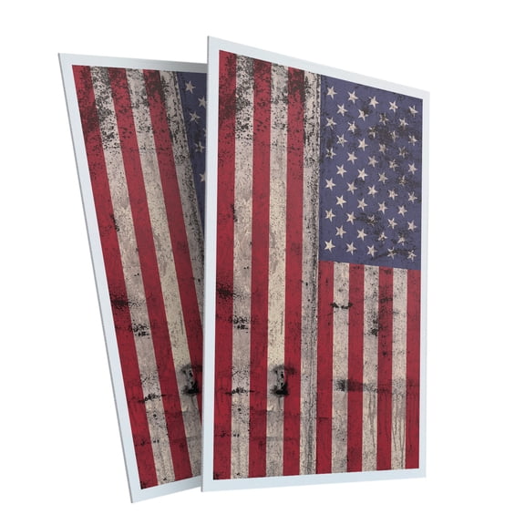 Rusty American Flag (2-Pack) 24 Inch x 36 Inch Plastic Signs | Sign Insert 4mm Corrugated Plastic Signs Storefront Window Poster | Patriotic Decor, Vintage Design, Durable Material |