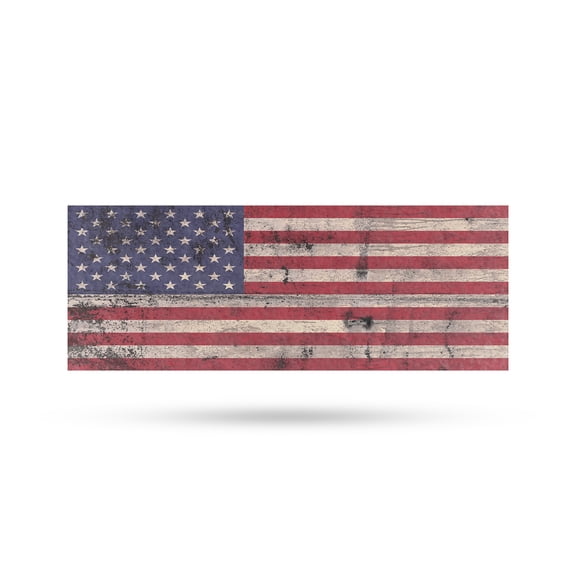 Rusty American Flag Vinyl Decal 12 Inch x 5 Inch Weatherproof Heavy-Duty Adhesive Backing | Patriotic Decor, Vintage Design, Durable Material | Made in USA
