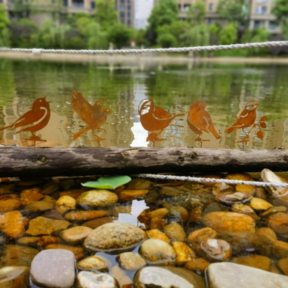 Rusty Birds Decoration, Metal Birds Statues Lifelike Patinas Metal Birds Garden Ornaments Silhouette Metal