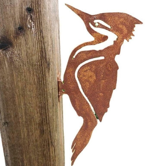 Rusty Birds Decoration, Woodpecker Gardening Country Metal Bird, Yard Art Decoration Fence Steel Sculptures and Decor Garden Statues,Garden MEIP